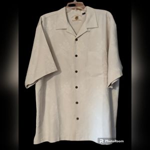 Mens Silk short sleeve shirt ivory size L
